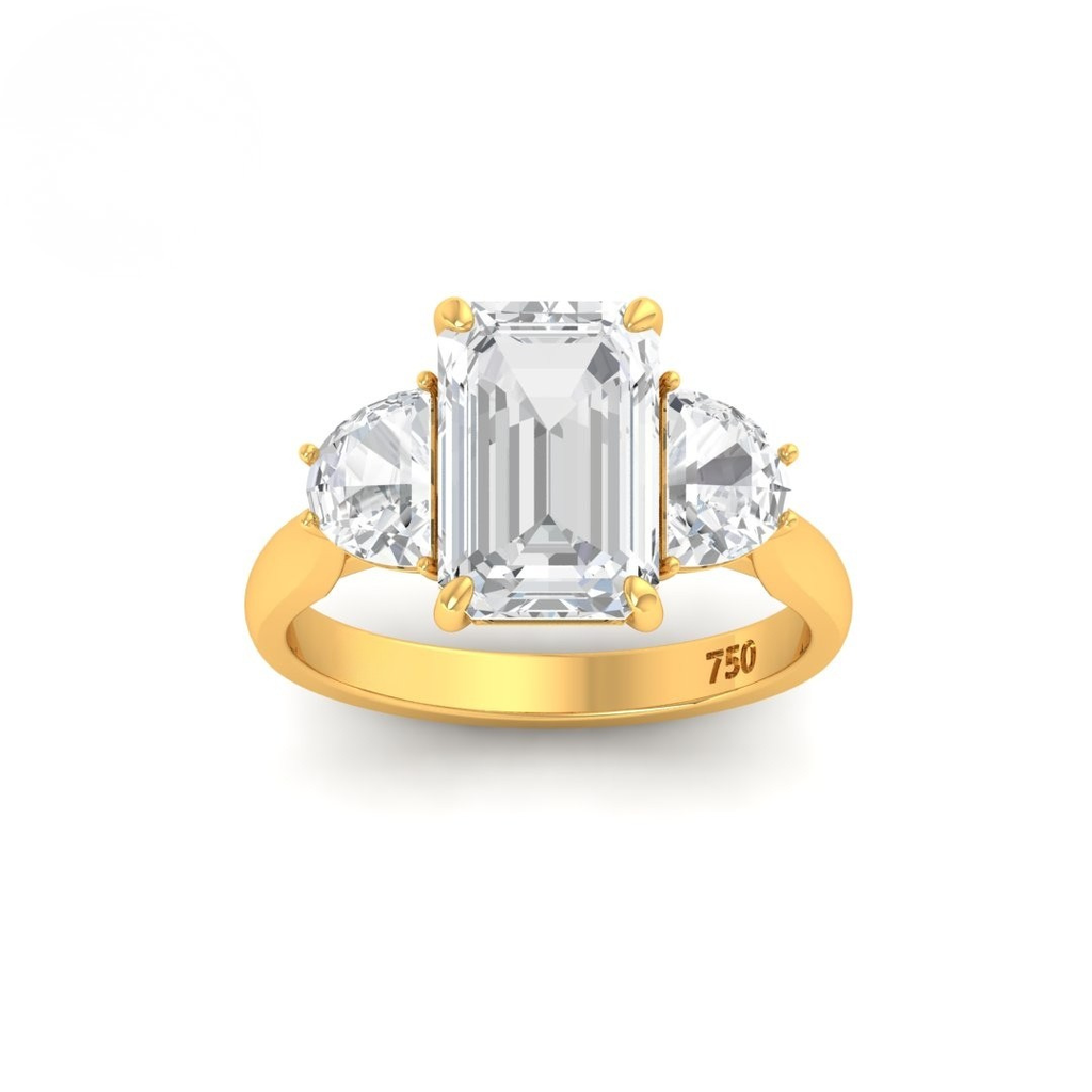 Emerald Cut with Half Moon Side Diamonds